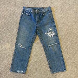 rag & bone Relaxed Blue Distressed Jeans Boyfriend crop